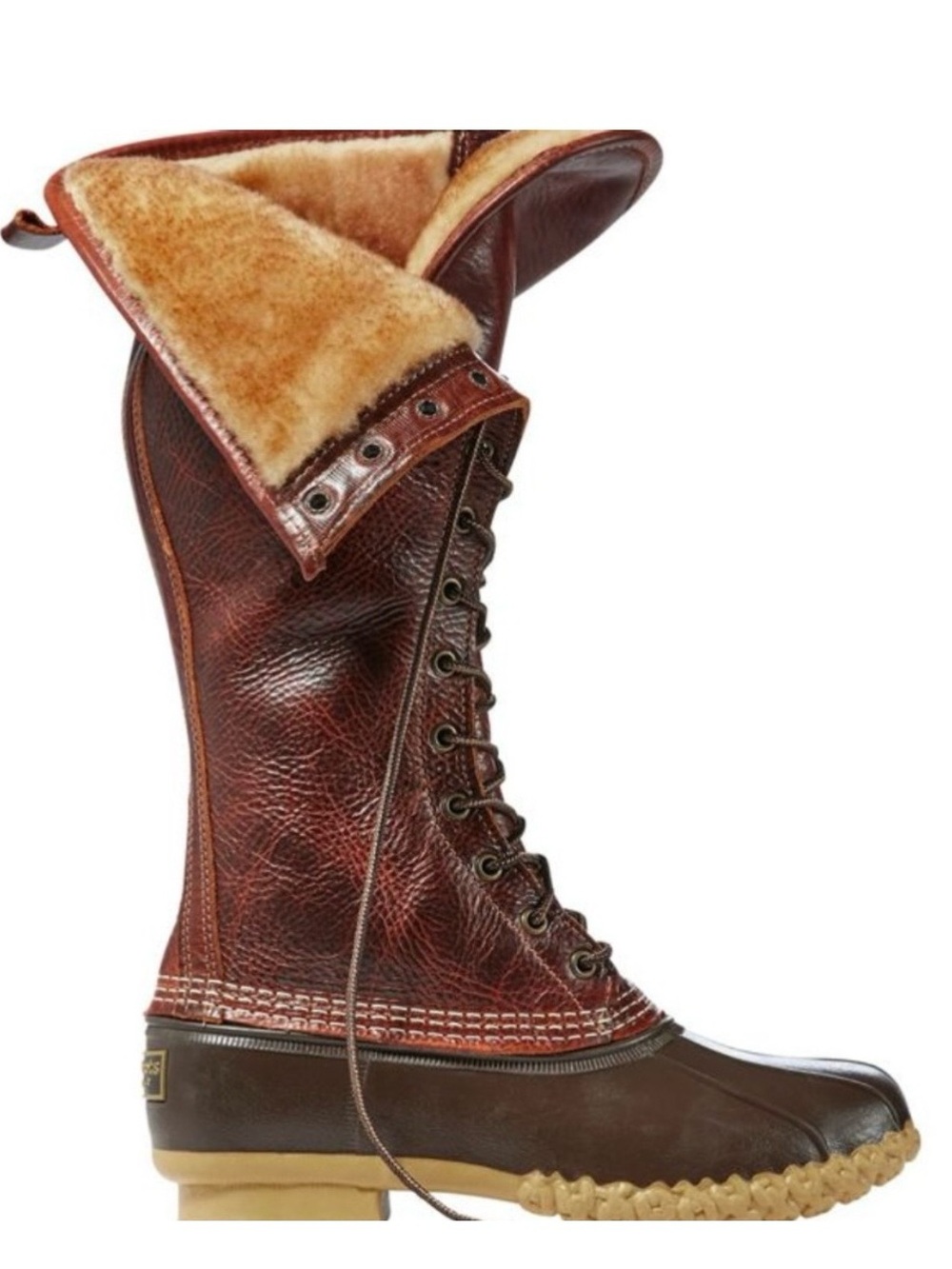 L.L. Bean Women's Shearling Lined Leather Lace-Up Winter Boots